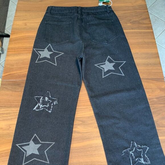 Women's jean with tags, embellished, wide leg, full rise, deep indigo - Picture 3 of 16